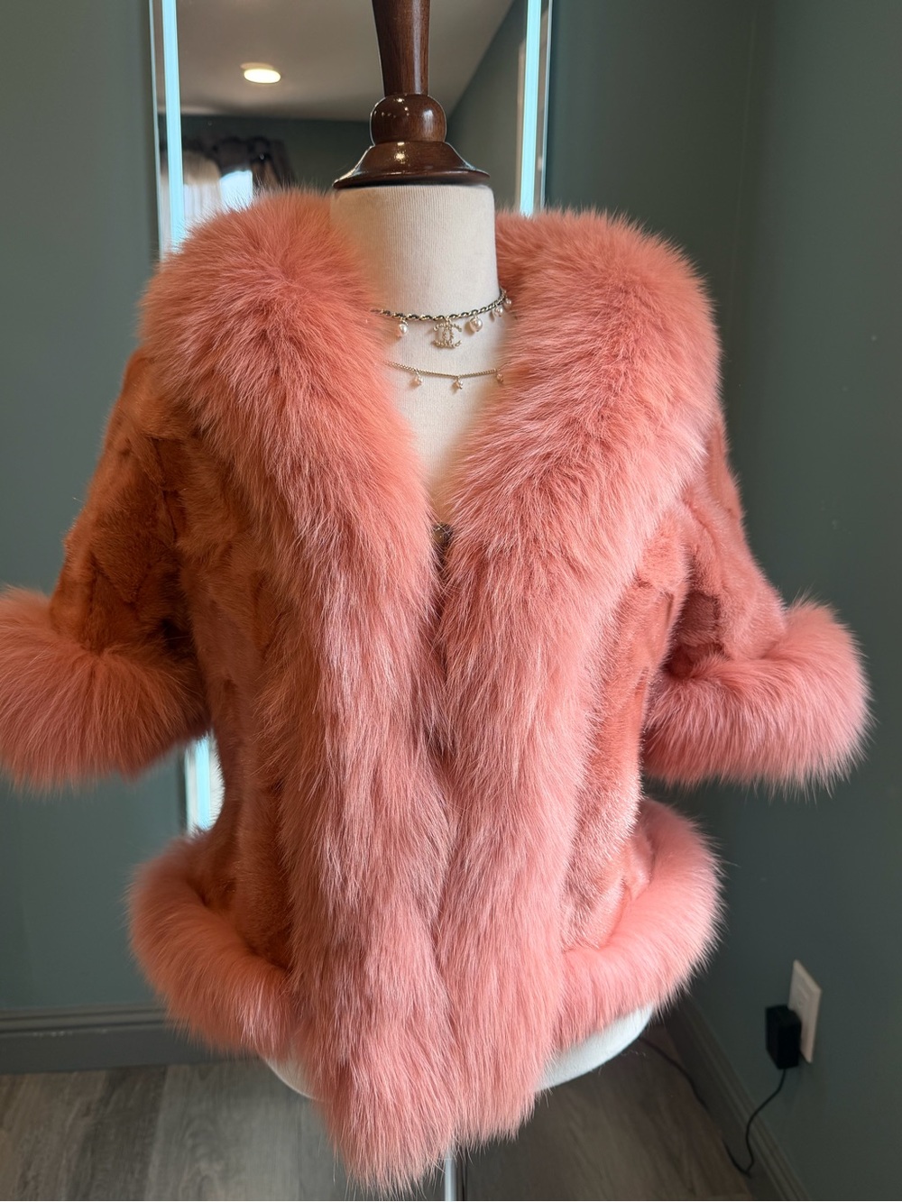 Vintage Fox Collar Mink Patchwork Jacket